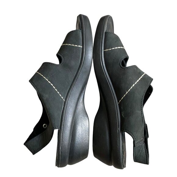 Flexus Sandals Women Sz 8 Black Slingback Anti Shock Double Strap Made Italy - Picture 3 of 8